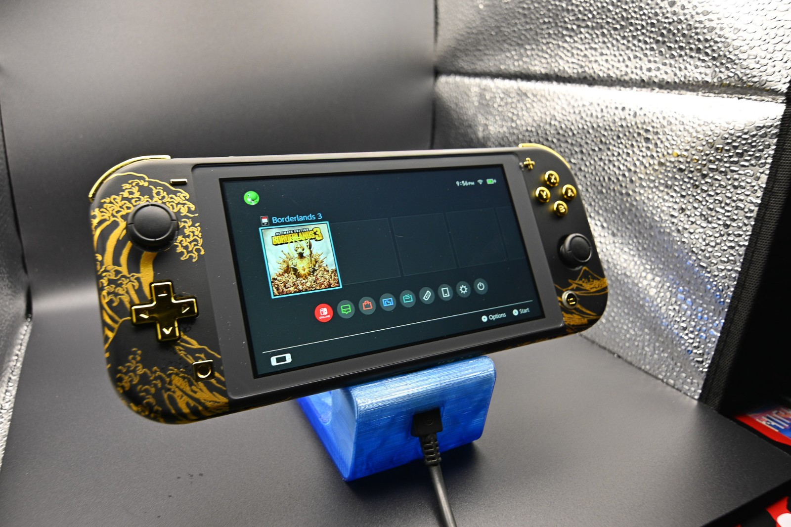 Nintendo Switch Lite 256GB Custom Gold Wave Hall Effect No Drift Bundle