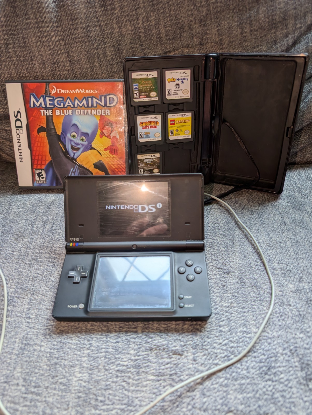 Nintendo DSi Handheld Console OEM Charger TWL-001 Black W/ 6 Games Tested Read!