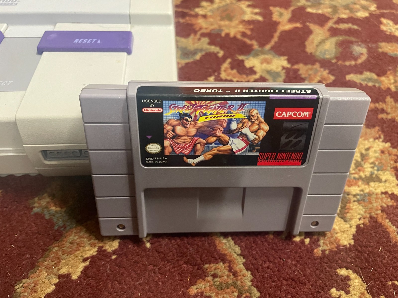 Nintendo SNES Console Bundle – SNS-001 – 2 OEM Controllers – SFII Turbo – Cables