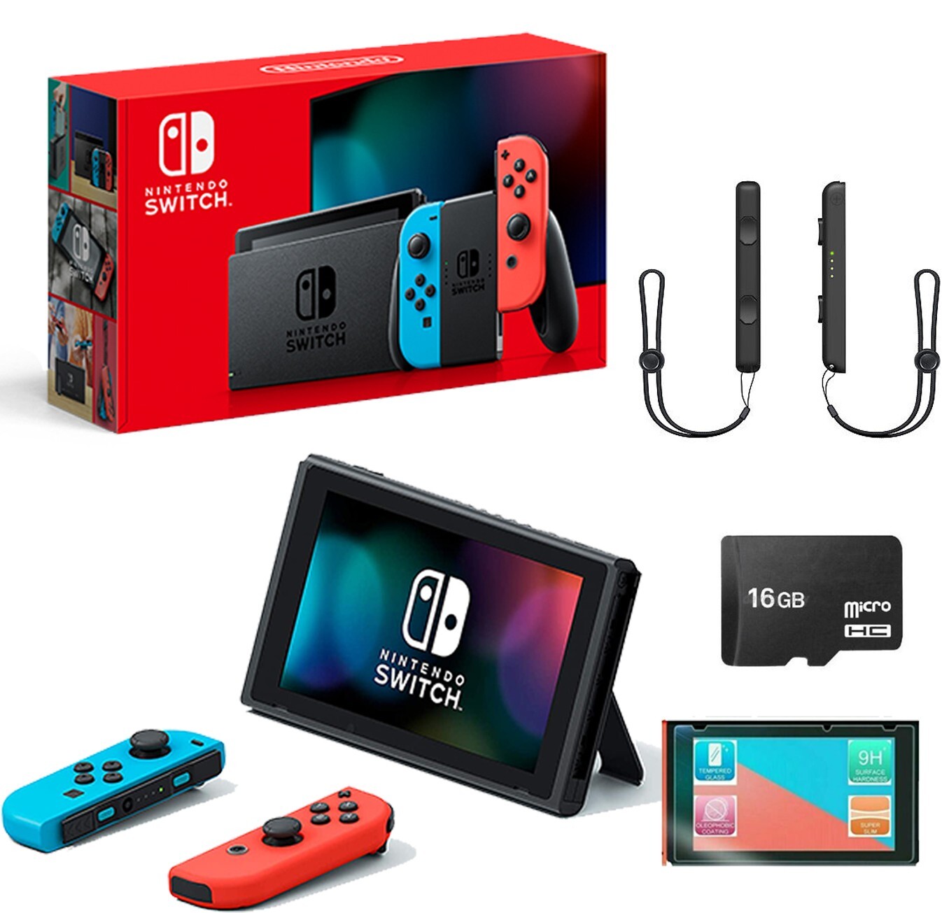 Nintendo Switch 32GB Console Neon Joy Cons + Screen Protector 🛡️ 16GB SD Bundle