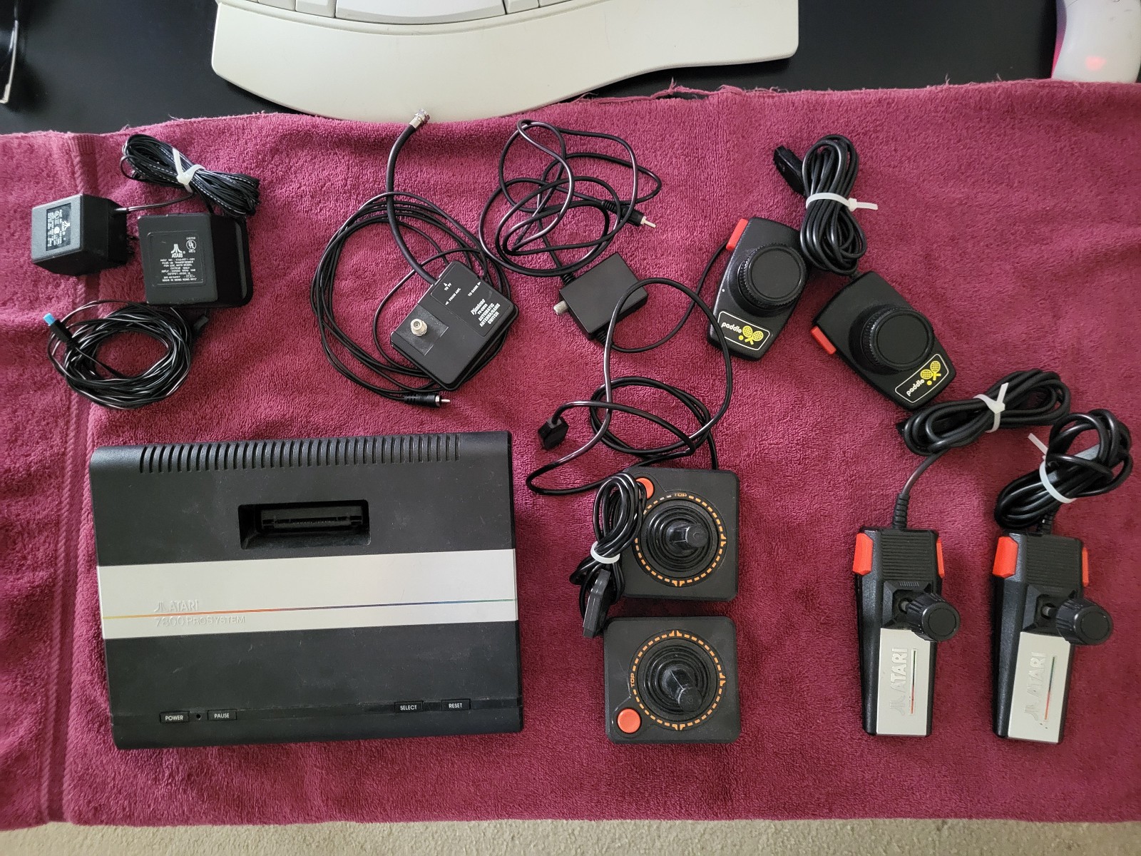 Atari 7800 Video Game Console – With Controllers and games, USED needs cleaning