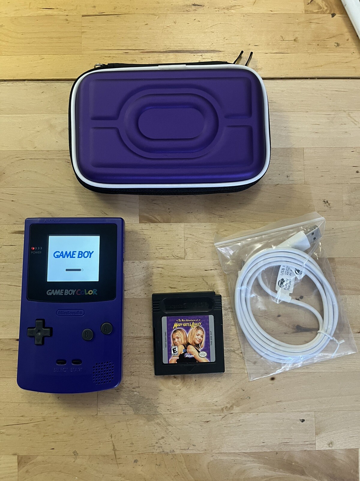 Indigo Purple TFT Backlit Nintendo Gameboy Color GBC Cartridge Carry Pouch USB