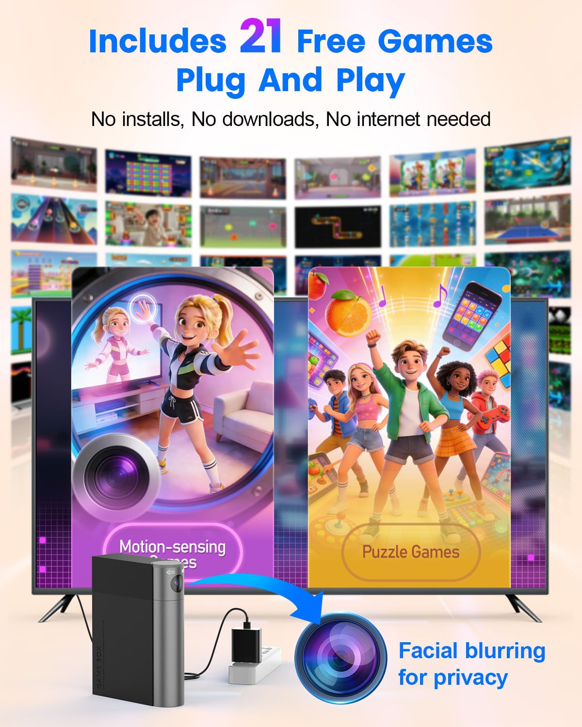 AR Motion Gaming Console for Kids – Active Video Game System with 21 Built-In Ga