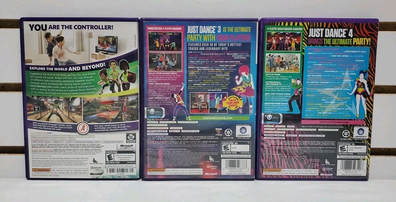 Xbox 360 Kinect Sensor Bar Bundle w/Games – Tested & Works – Lot #9 *READ*