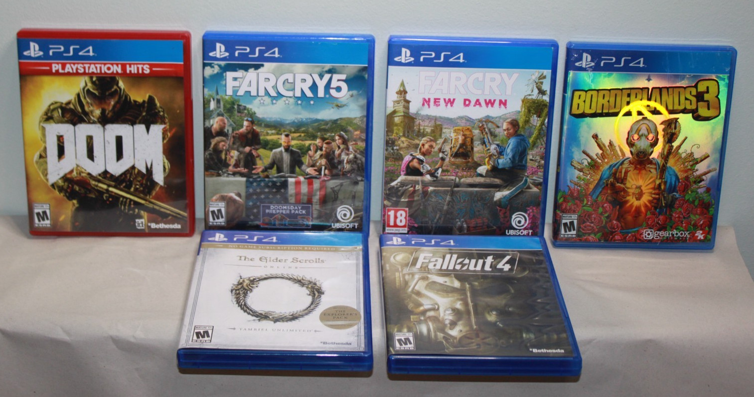 Sony PS4 Glacier White Game Console Model CUH-115A w/6 PS4 Games, Remote, Cords