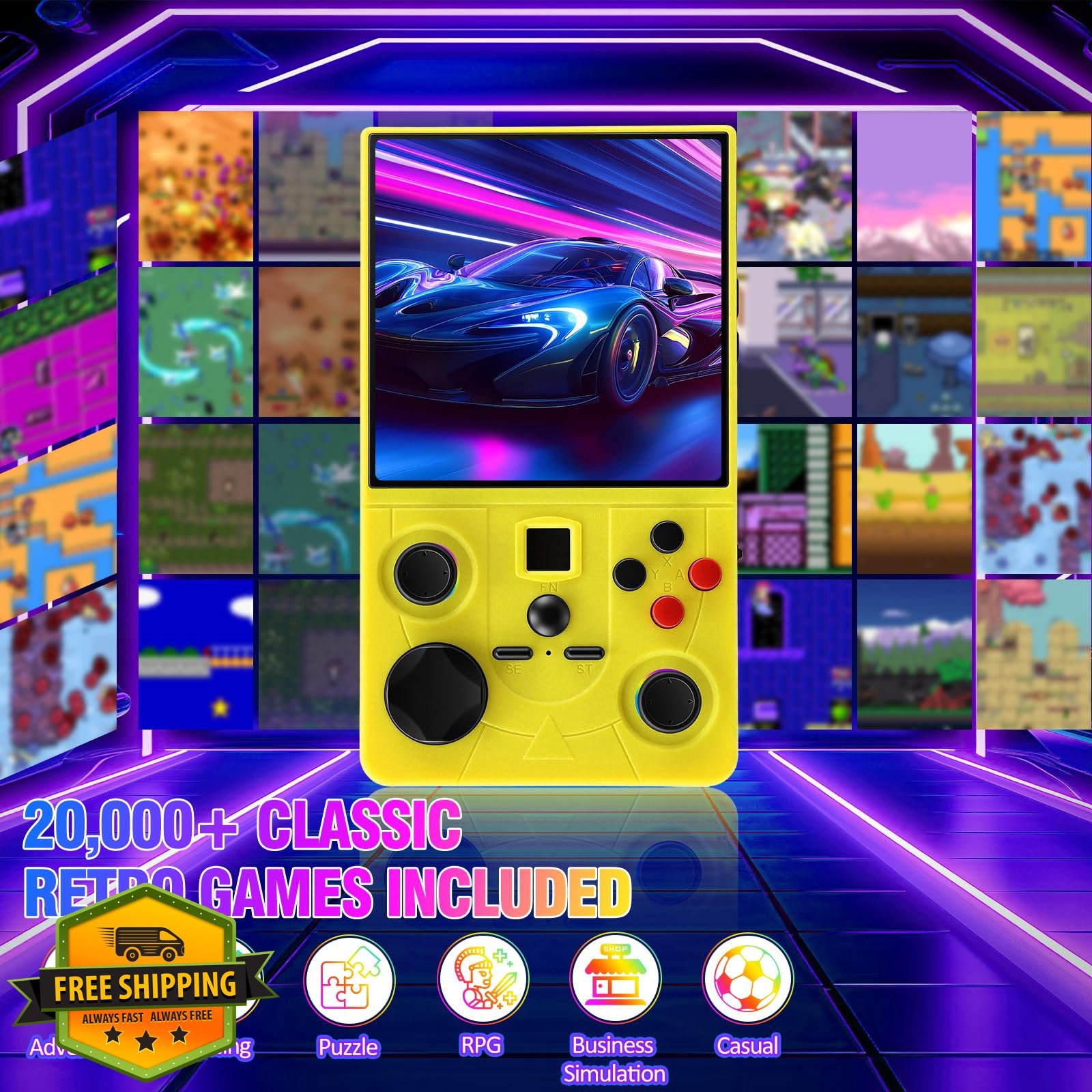 DC40V Retro Handheld Game Console – 4.0 Inch Retro Gaming Console with Preloa…