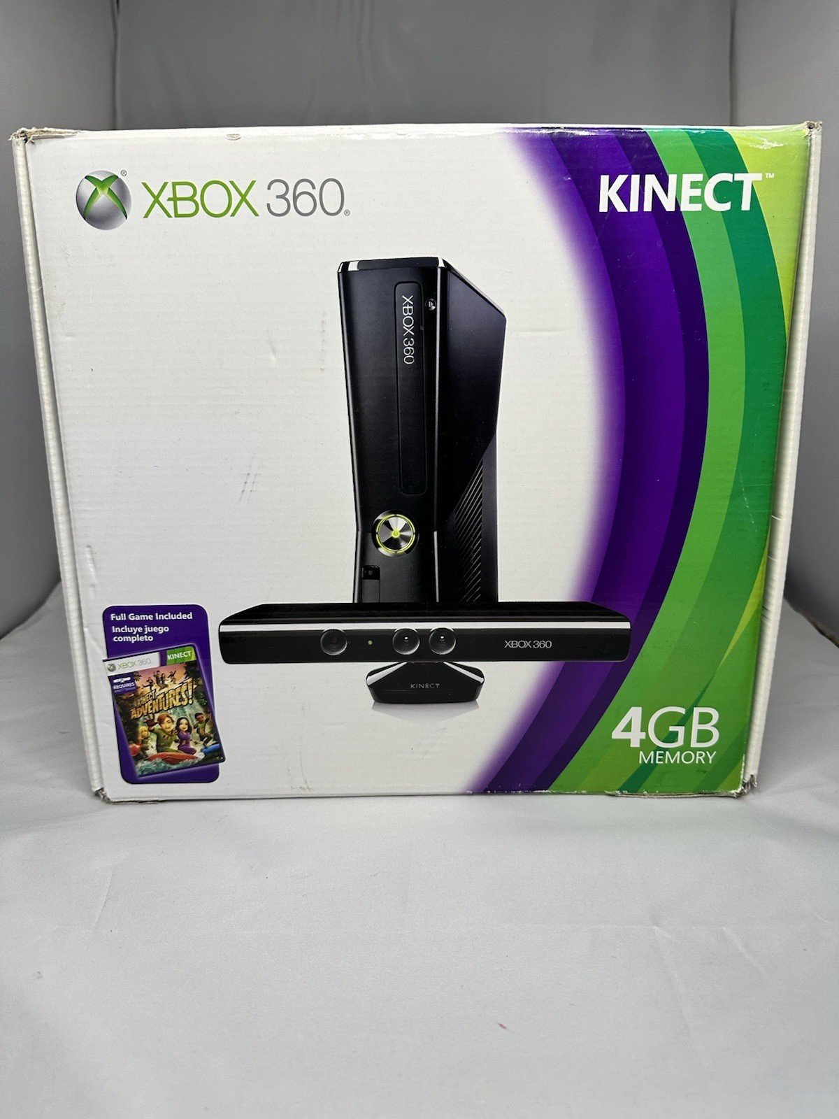 Microsoft Xbox 360 S 4GB Black Bundle w/ Kinect + Kinect Adventures