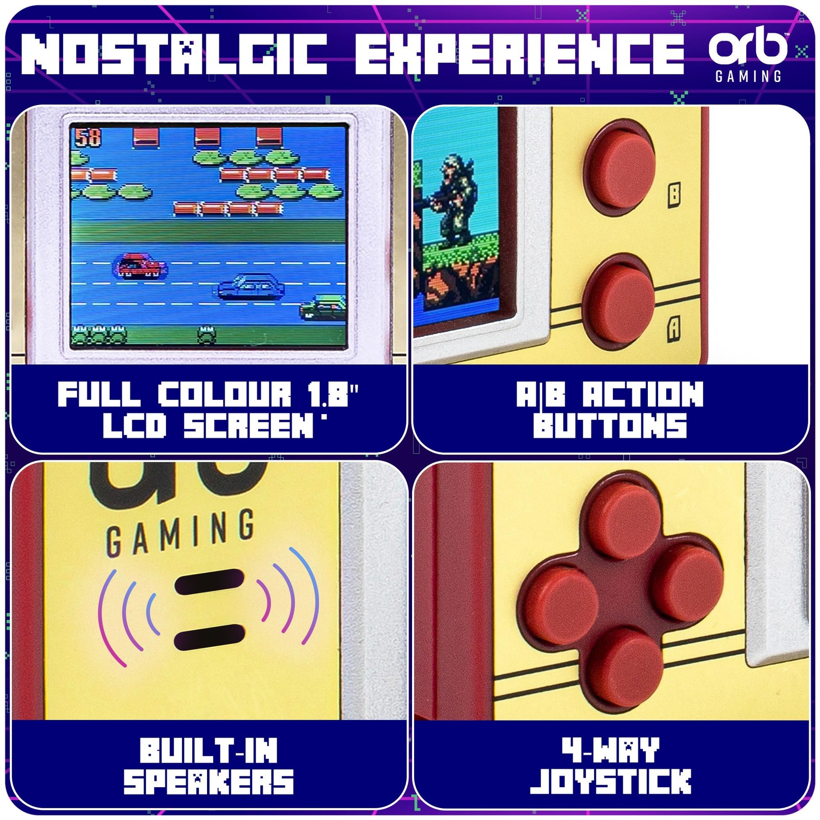 Retro Game Console, 150 in-Built Games, 8-Bit Retro Gaming Handheld Console, 1.8