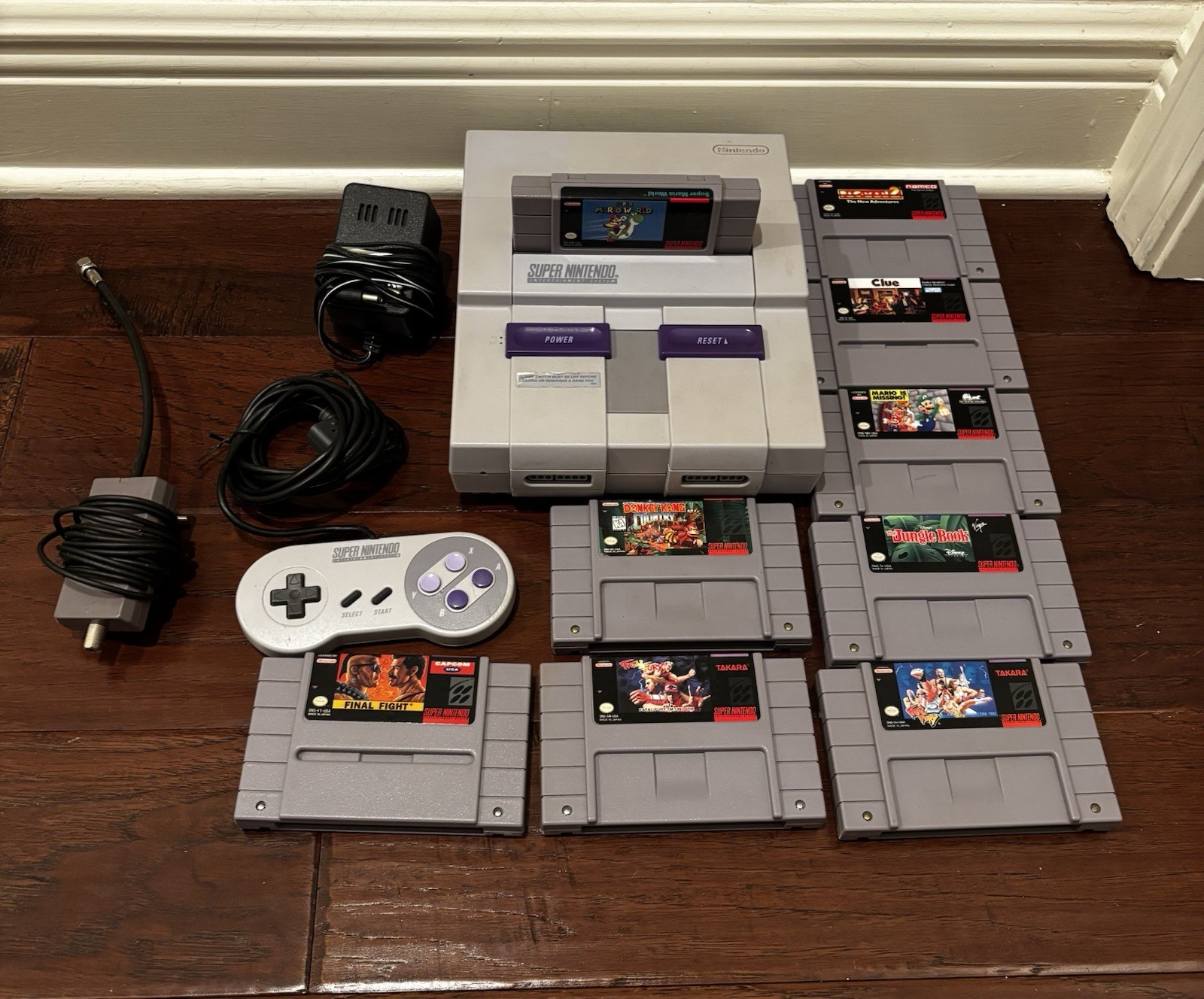 Super Nintendo 1 Chip SNES Console Bundle 1CHIP-with Games-Super Mario World