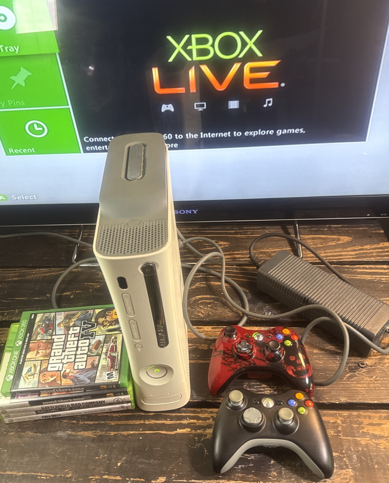 Microsoft Xbox 360 White Fat Console 60GB – Tested Working W/5 Games & 2 Remotes