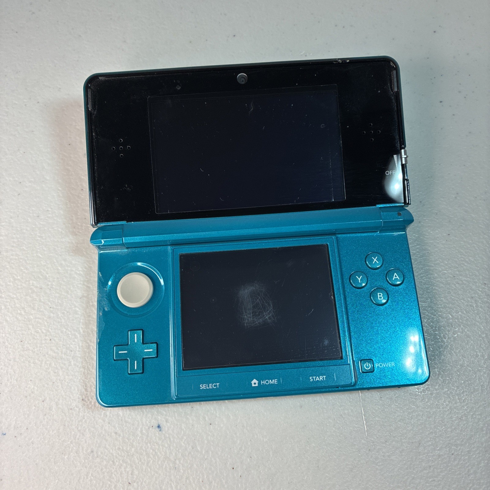 Nintendo 3DS Aqua Blue Console W/ Stylus Untested No Charger