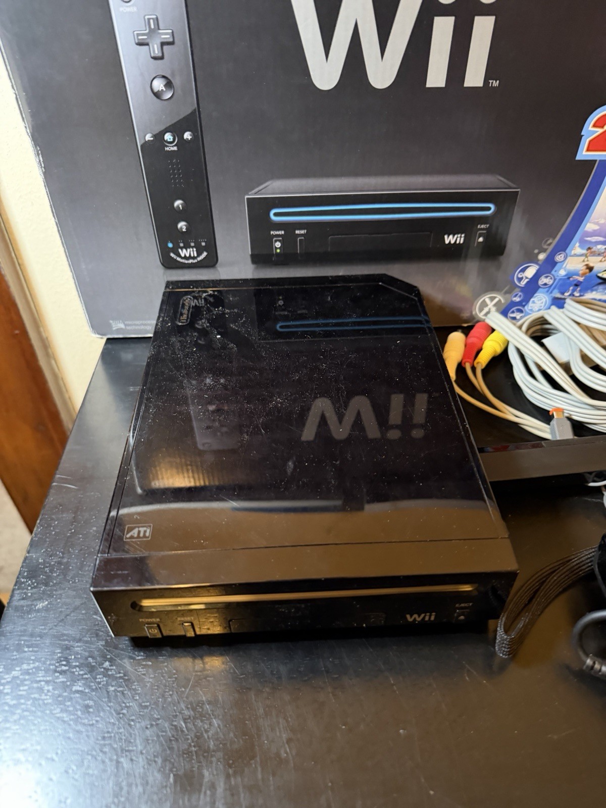Nintendo Wii Black Console Bundle Wii Motion Plus With Original Box No Game