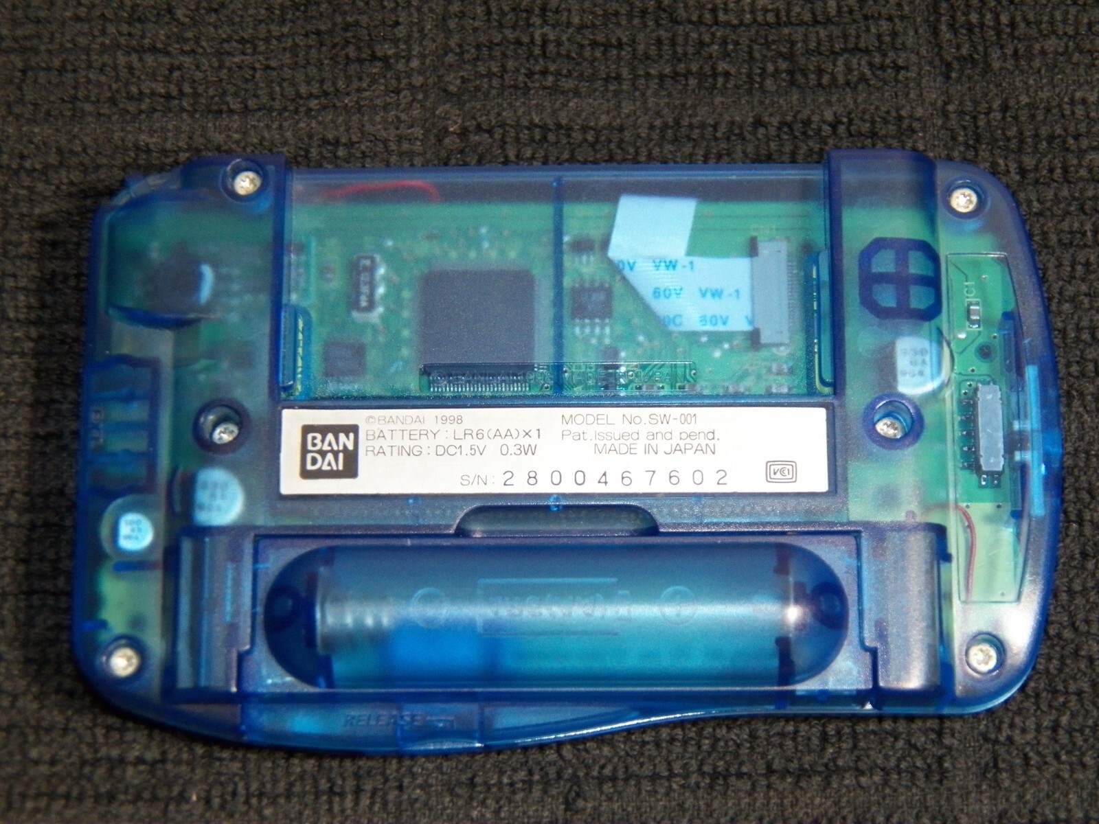 WonderSwan Handheld Console Skeleton Blue SW-001 in Box w Manual Japan Import