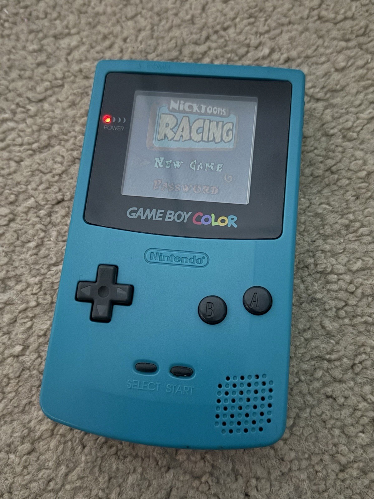 Nintendo Game Boy Color Teal with Case, Manual, & Nickelodeon Games