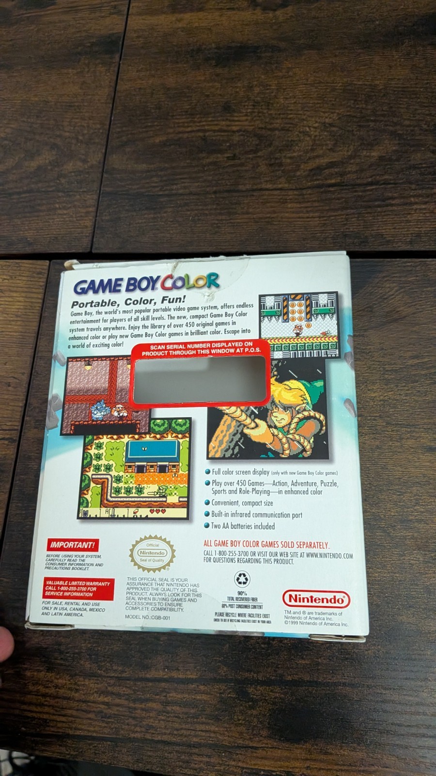Authentic Nintendo Game Boy Color Teal EMPTY Box, Box and manual Only NO CONSOLE