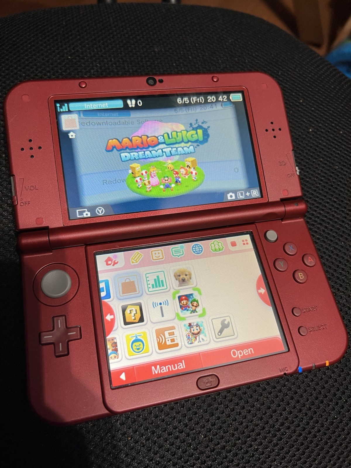 New Nintendo3DS XL System – Red + Three Digital Games, Stylus, Charger