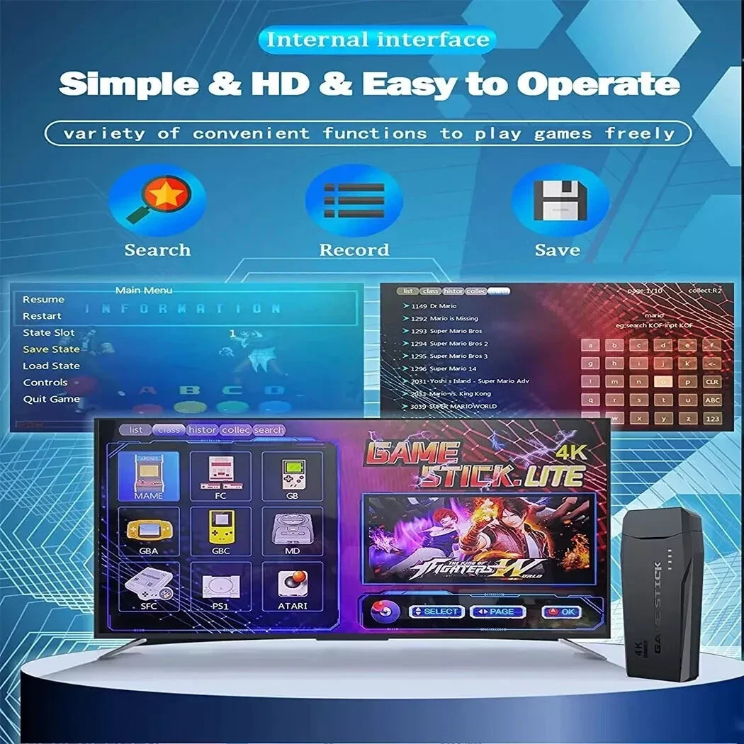 Retro Game Console 4K HDMI Output Plug and Play 20000+ Game Gamepad Controllers