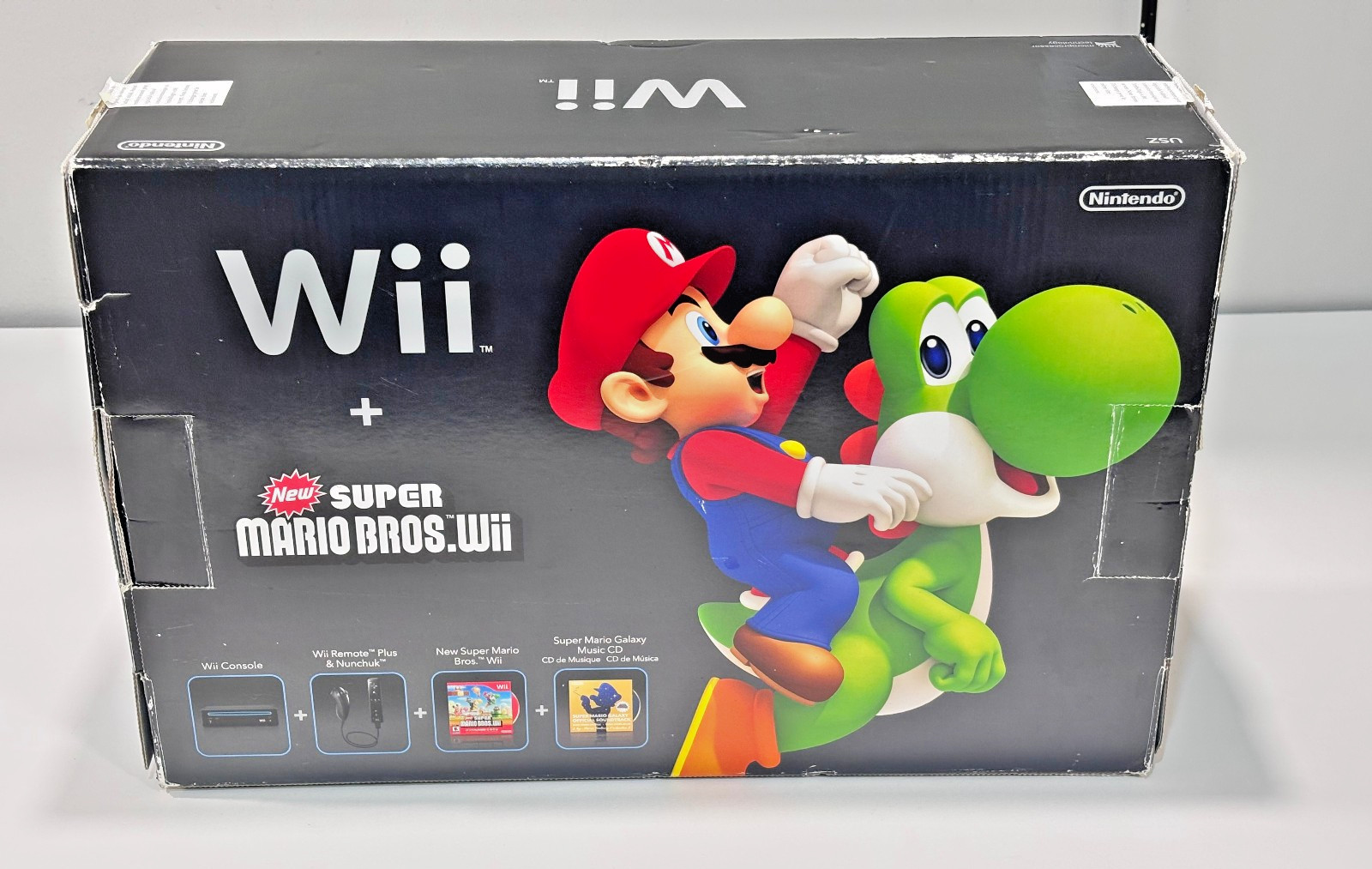 Nintendo Wii Super Mario Bros – Black Console Bundle ~ w/ Remote ~ Tested!