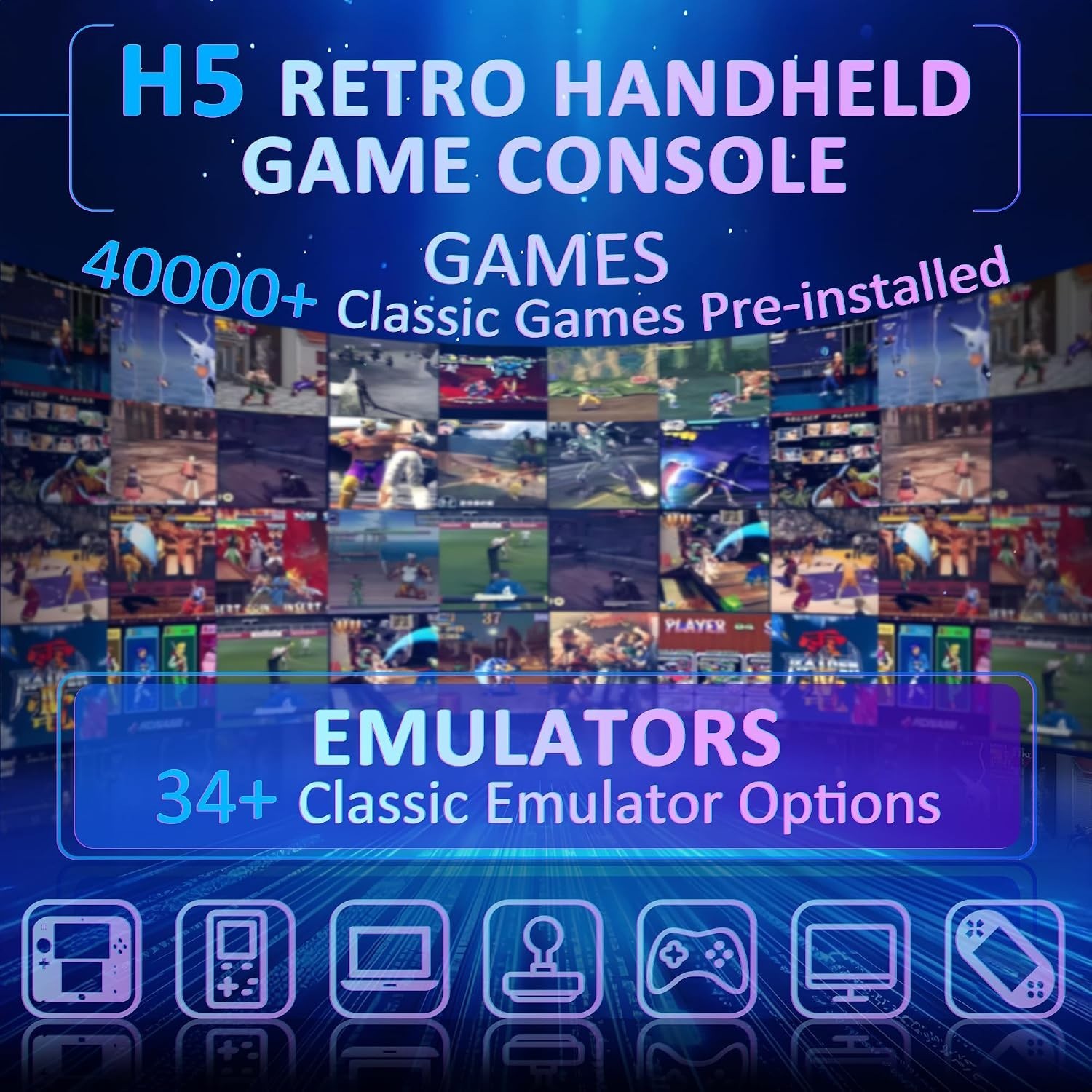 H5 Handheld Game Console: Ergonomic Design, 5-Inch HD Display & 40,000 Games