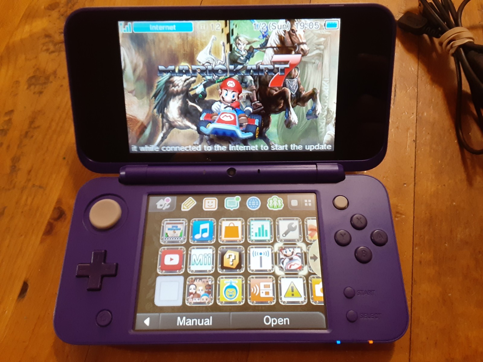 Nintendo 2DS XL Purple/Silver Console W/ 3 Games, Charger, Stylus, MicroSD Card