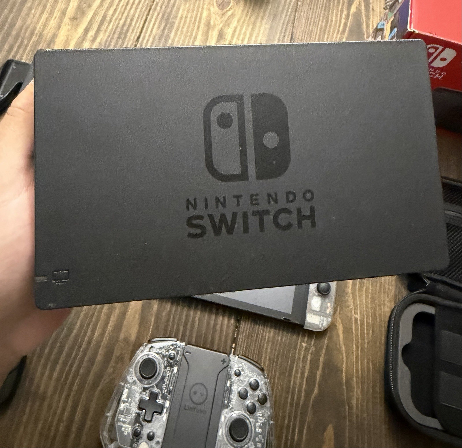 Nintendo Switch Hybrid Console Bundle Dock HDMI AC Adapter Wi-Fi Black/Clear