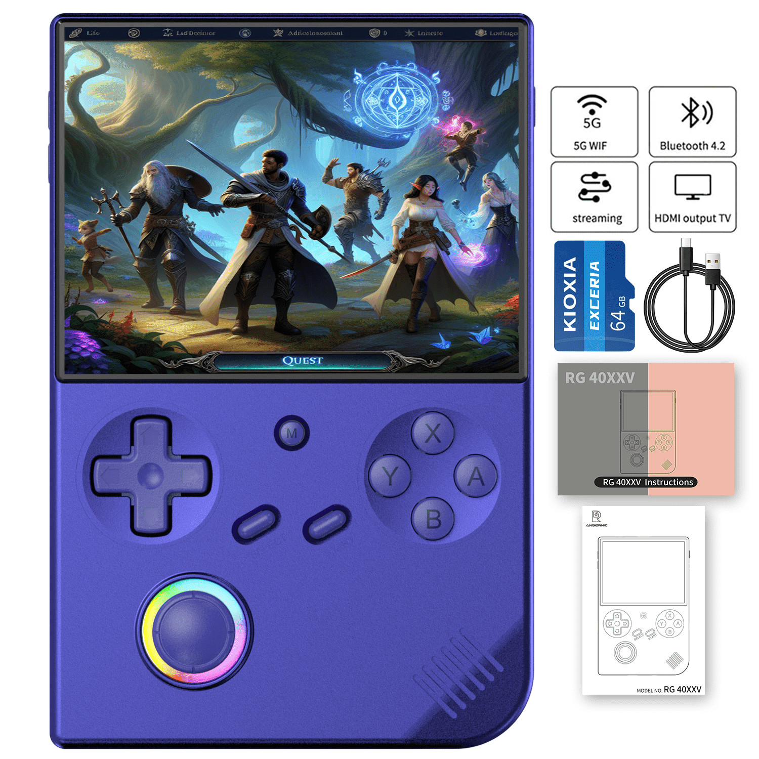 Anbernic RG40XXV Handheld Game Console, 64GB, 3200mAh Battery, Bluetooth, HD Out