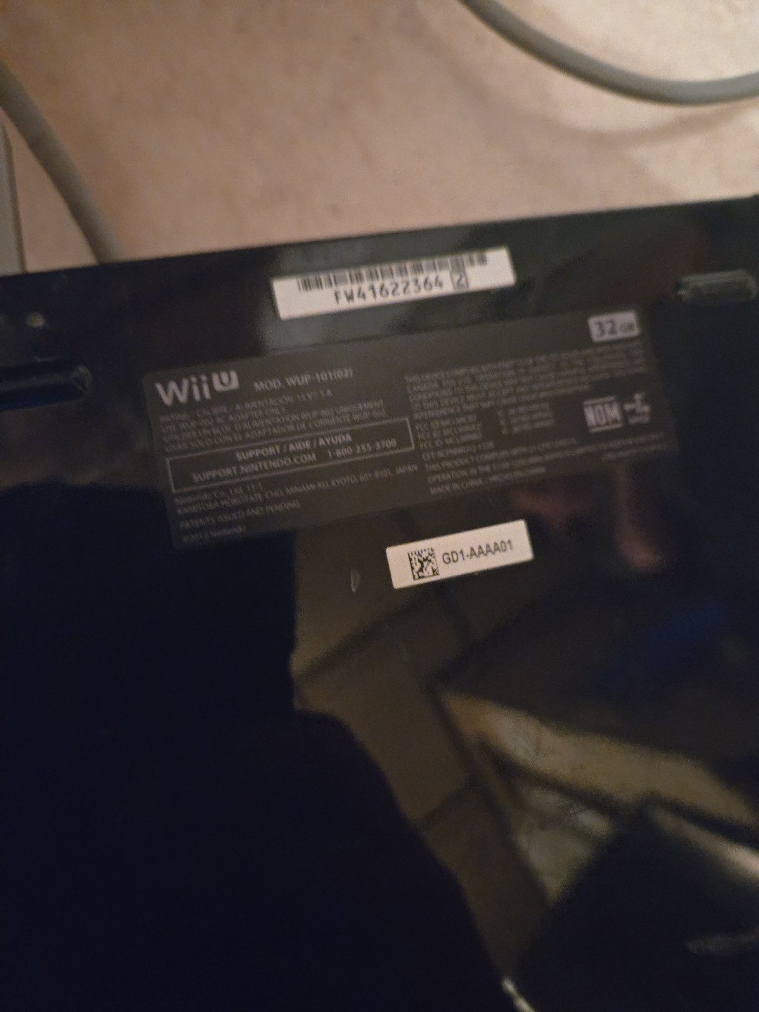 Nintendo Wii U Console Black 32GB Gamepad Bundle W/Cords Mario Party 10 TESTED