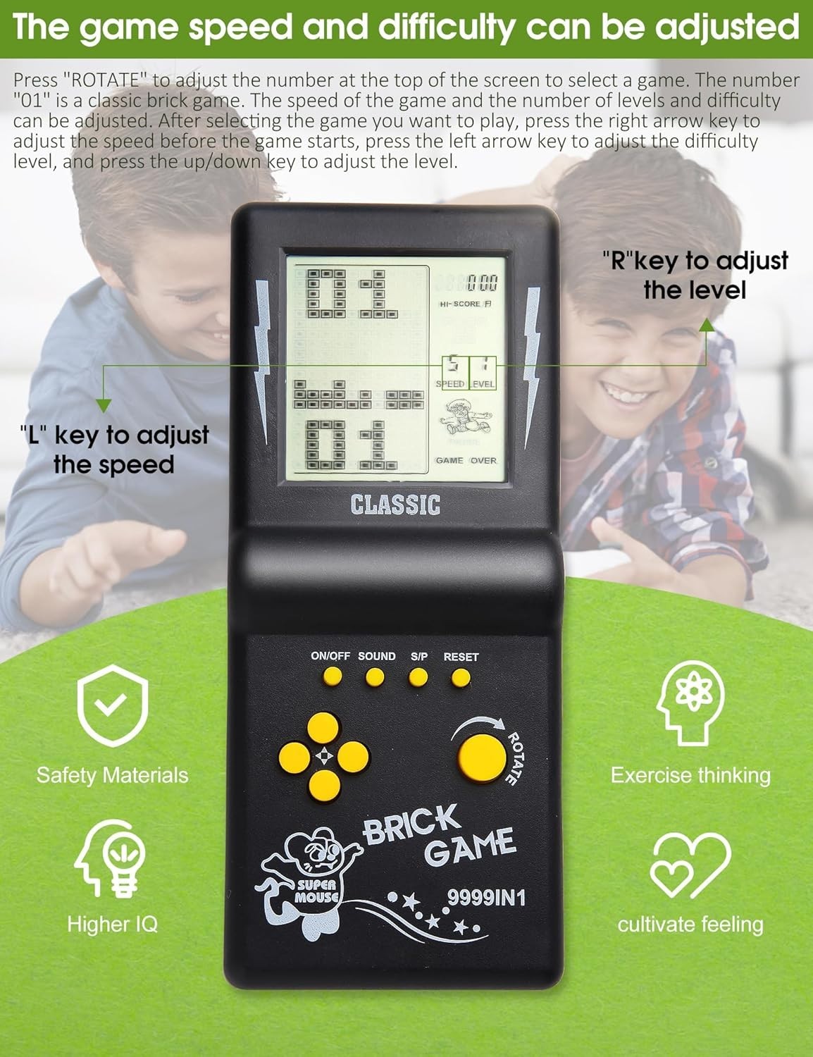 Ergonomic 3.5-Inch Retro Gaming Console with 23 Classic Games & Adjustable Speed