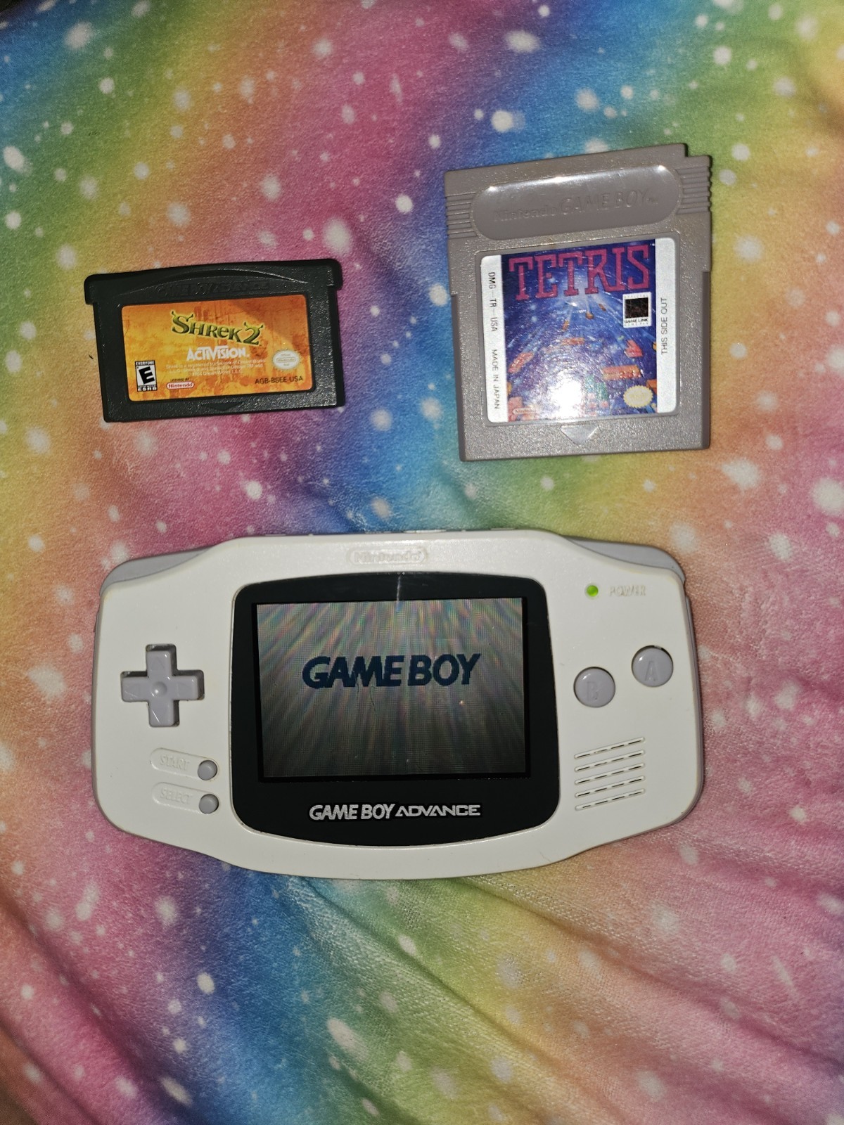 Gameboy Advance AGB-001 Non-Backlit White Tested (No Back Cover) With 2 Games