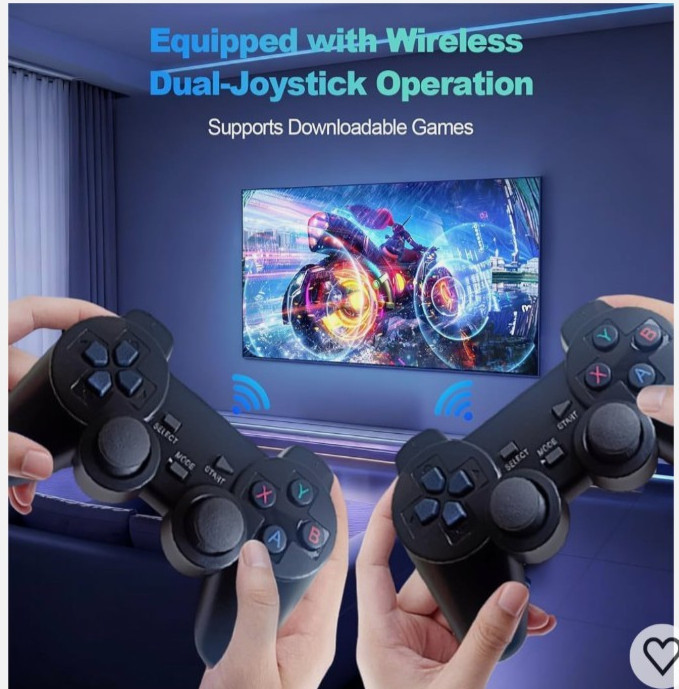 Wireless Retro Game Console Stick 20000+ Games, TV Plug & Play, w/2 Controllers
