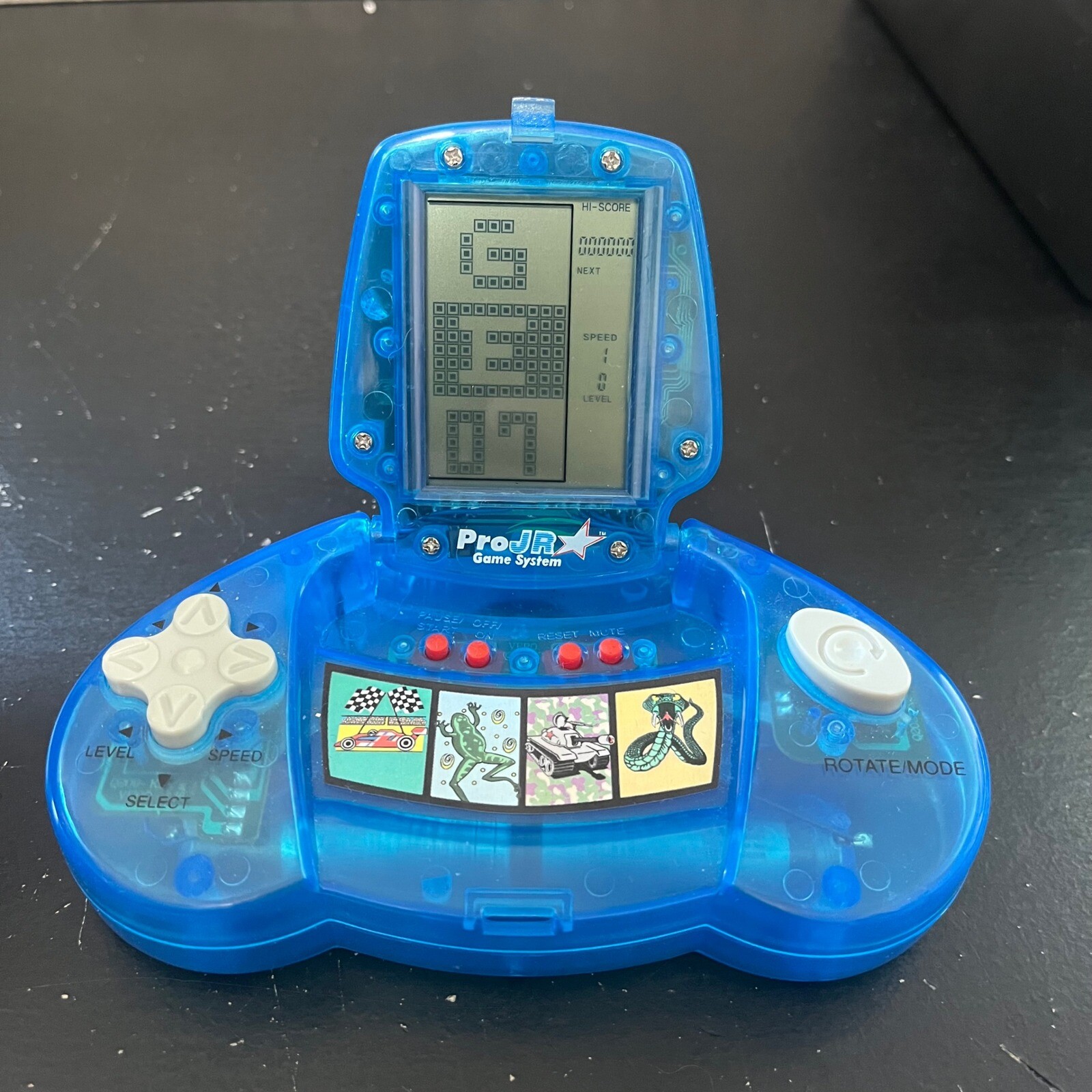 TESTED! WORKING! Vintage PRO JR Clear Blue Handheld Multi Game Systems