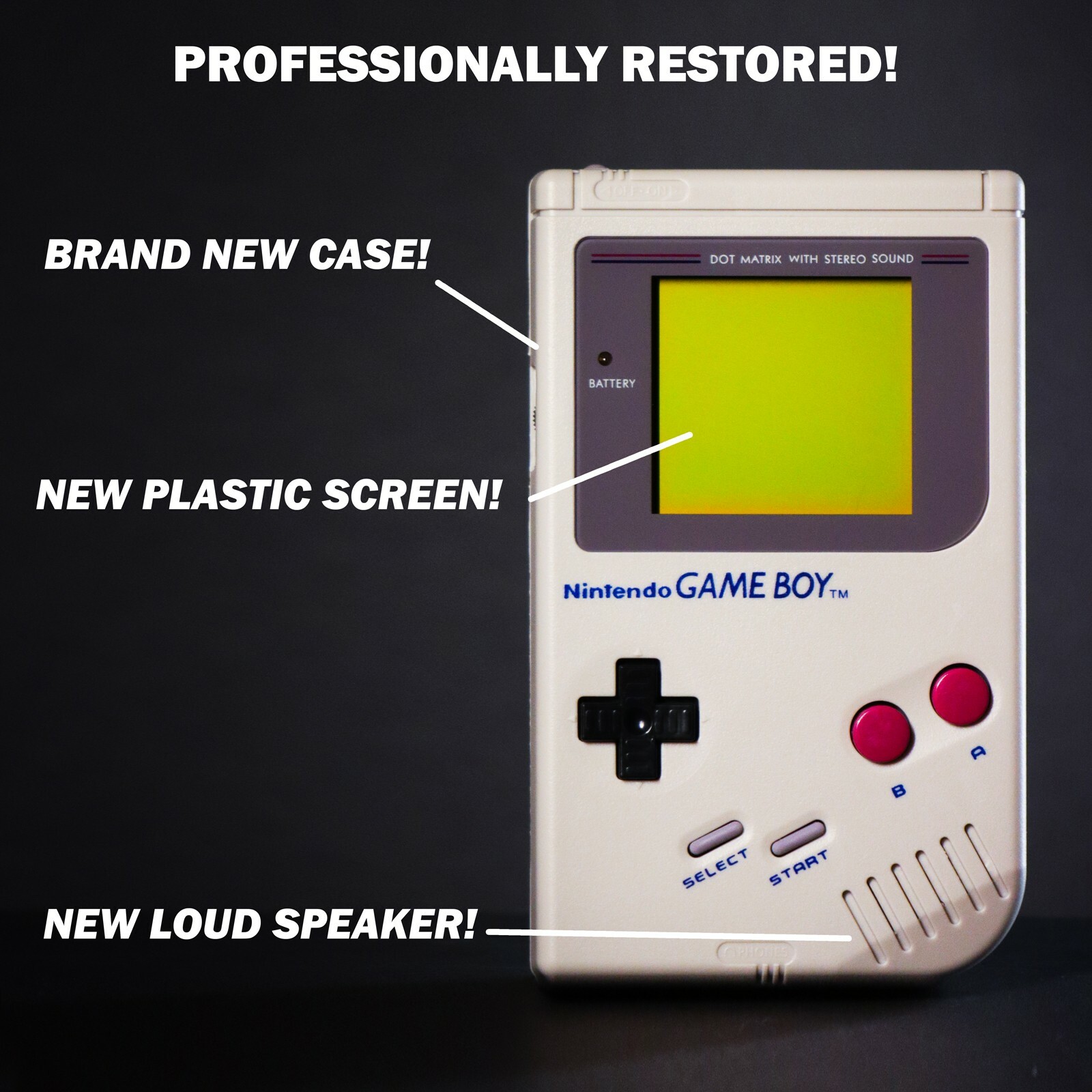 *RESTORED AUTHENTIC ORIGINAL!* Nintendo Gameboy DMG With NEW LENS and NEW SHELL