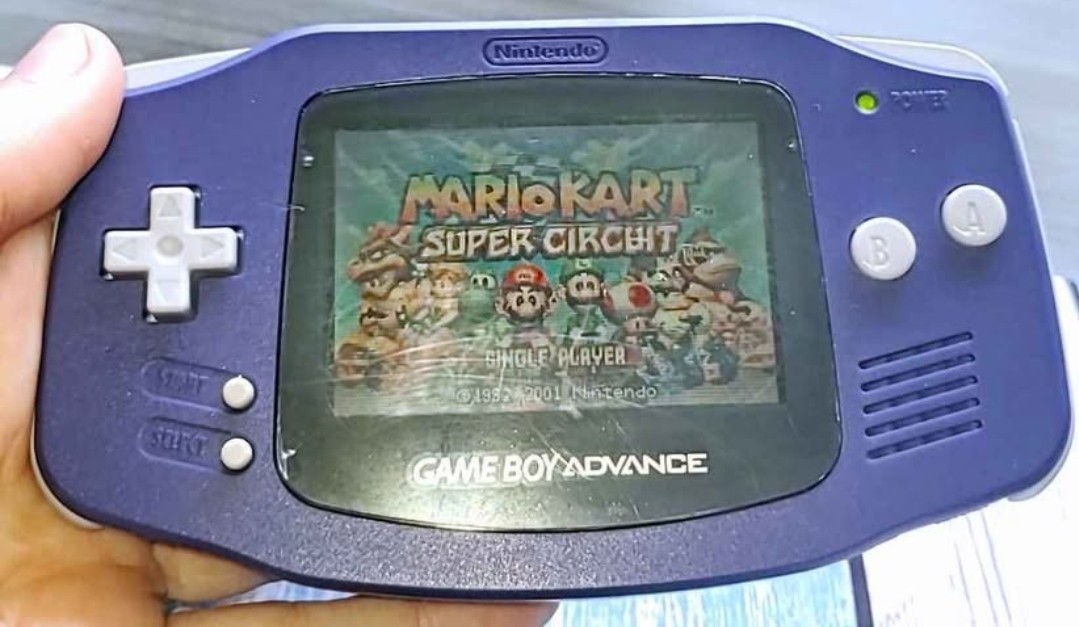 🟣 Indigo Nintendo GameBoy Advance MARIO KART GBA Bundle With Cases & AC Adapter