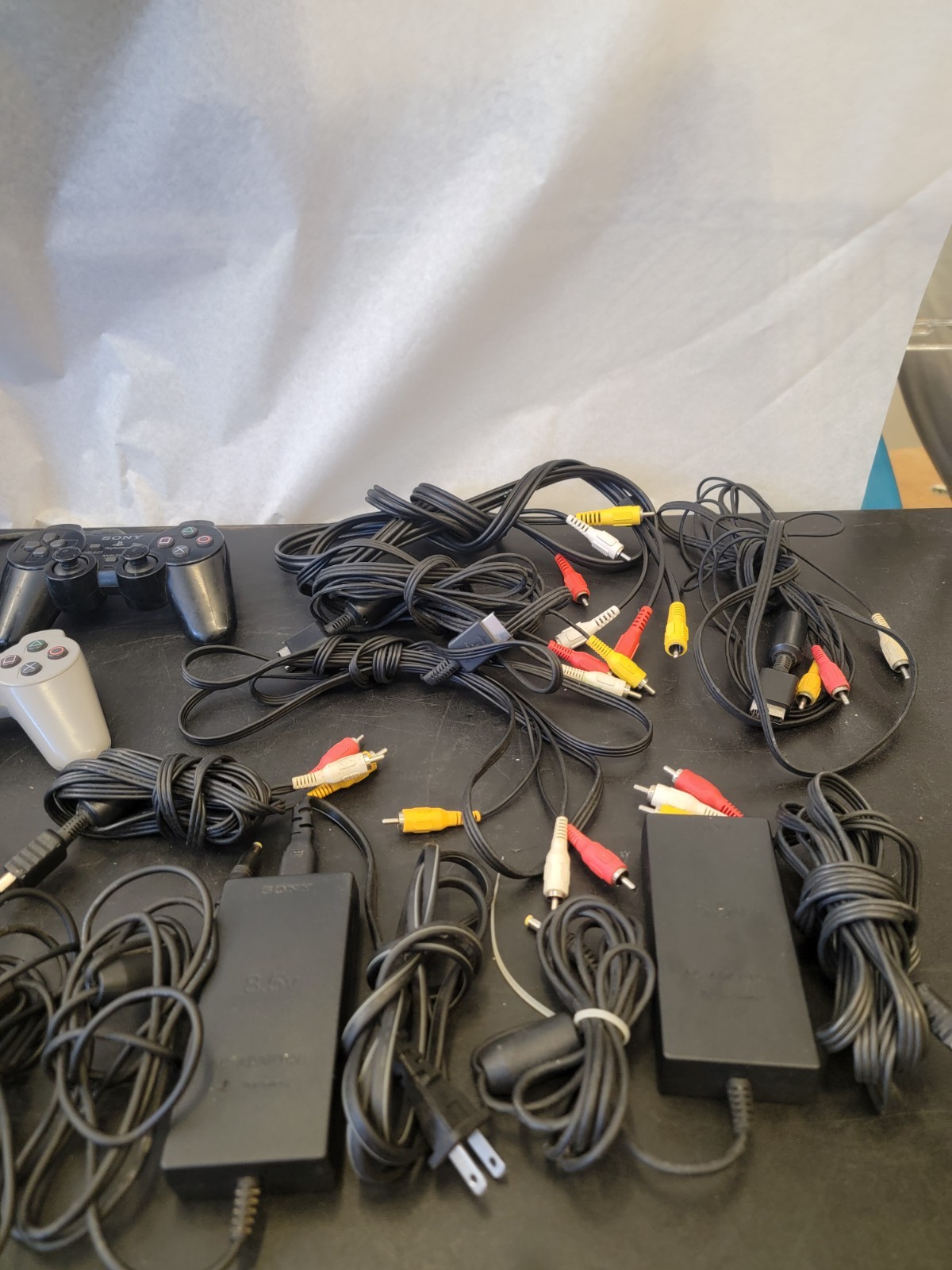 Lot Bundle PS2 (Untested) 4 Controllers 6 PS2 OEM A/V Cable 4 Power Supply OEM