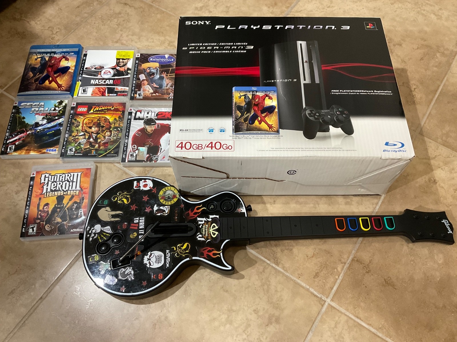 Playstation 3 40gb SpiderMan WITH Guitar Hero Limited Edition CECHG01/98006