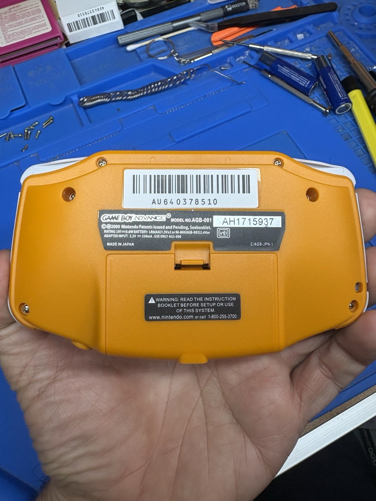 Orange Spice Gameboy Advance Backlit IPS Screen GBA Nintendo V5 Case 1800 mah