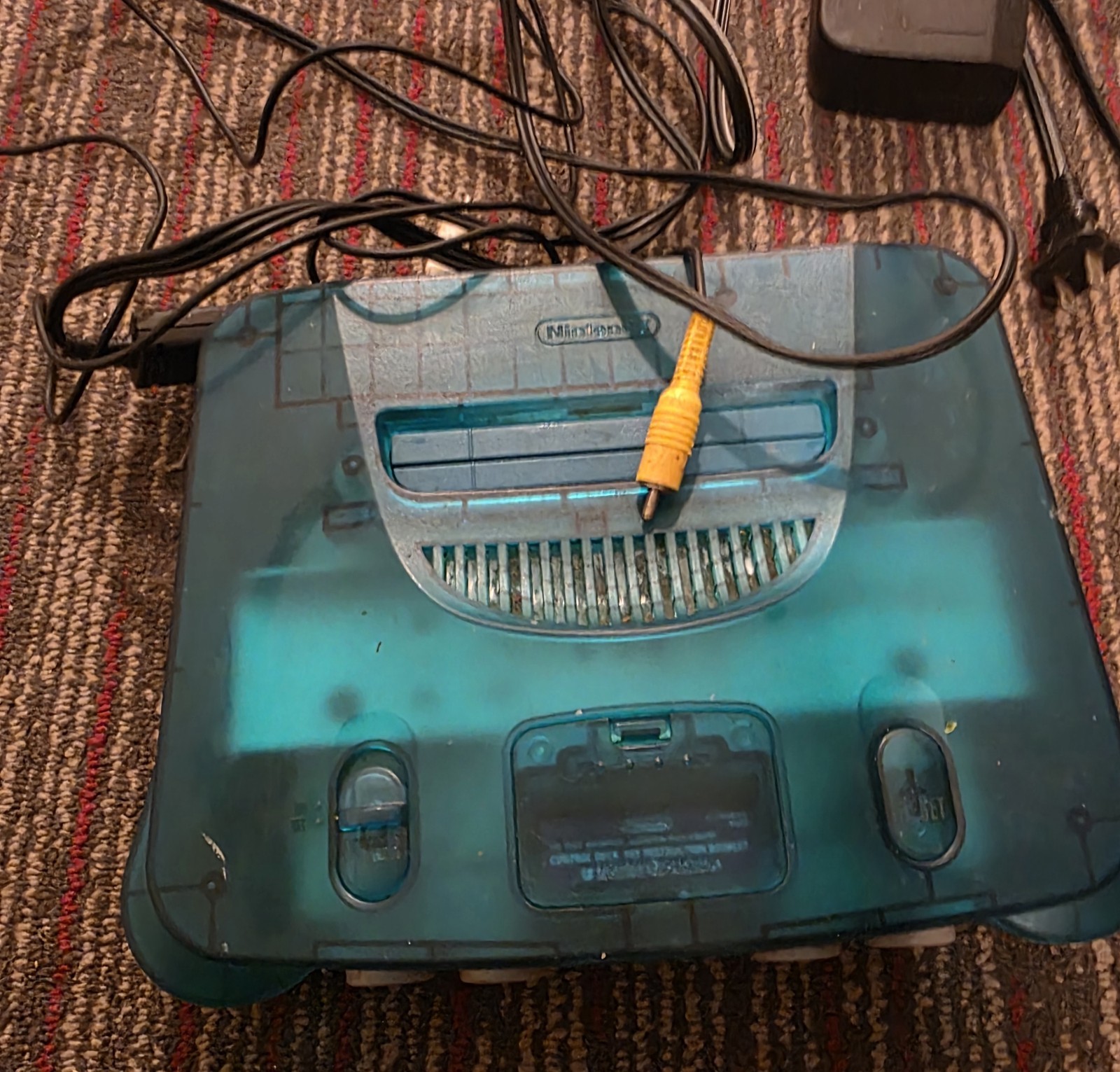 Nintendo 64 Ice Blue Console system N64 W/ Expansion Pack And adapter cable