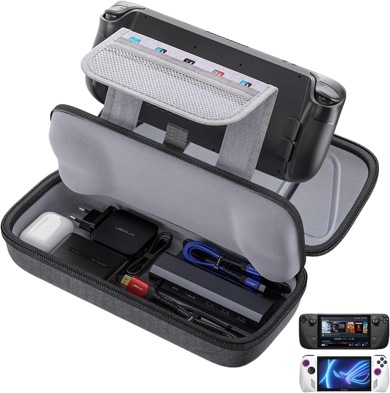 Hard Shell Carrying Case for Steam Deck & ROG Ally – Large Capacity