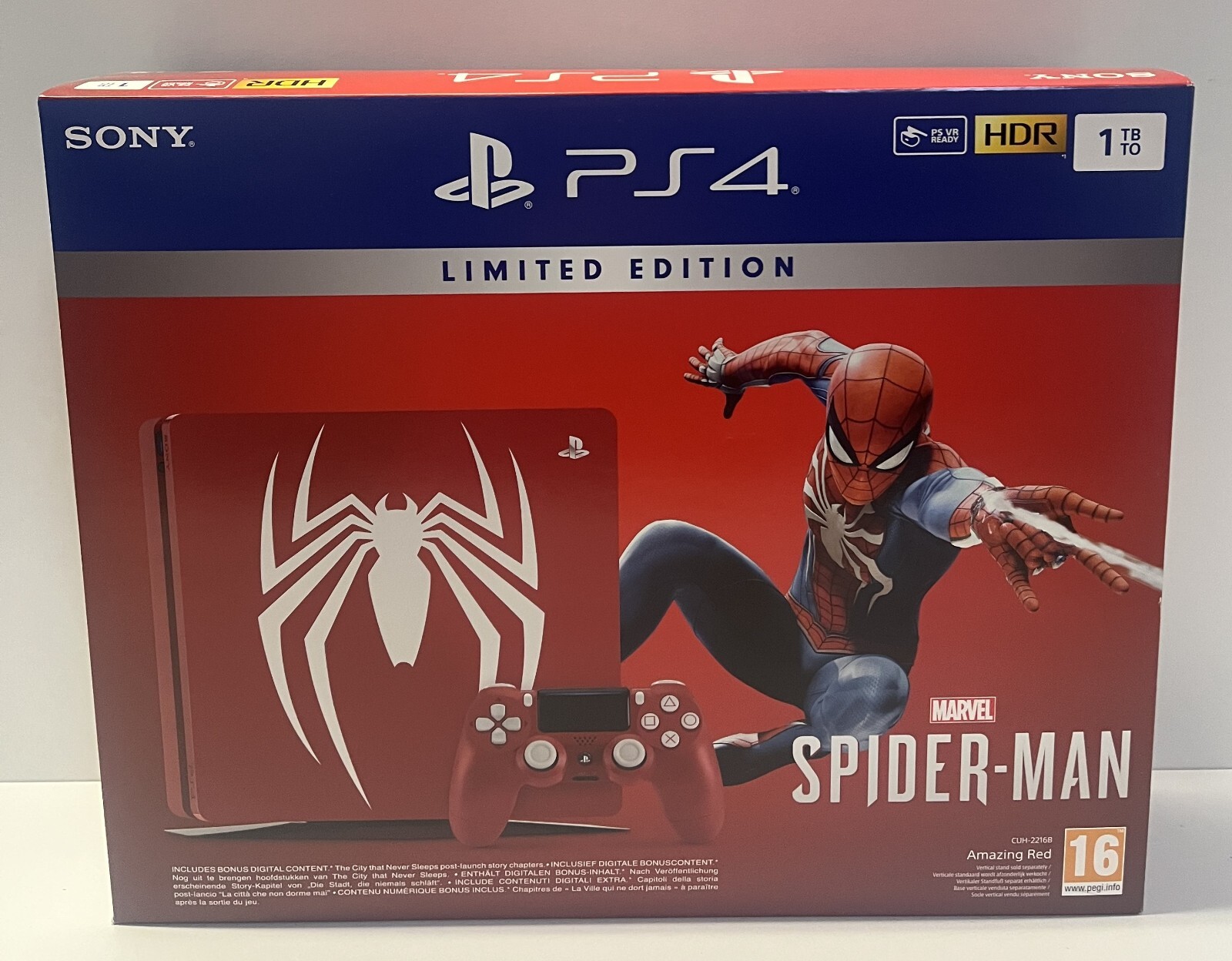 PS4 CONSOLE 1TB LIMITED EDITION AMAZING RED MARVEL SPIDER-MAN NEW FACTORY SEALED