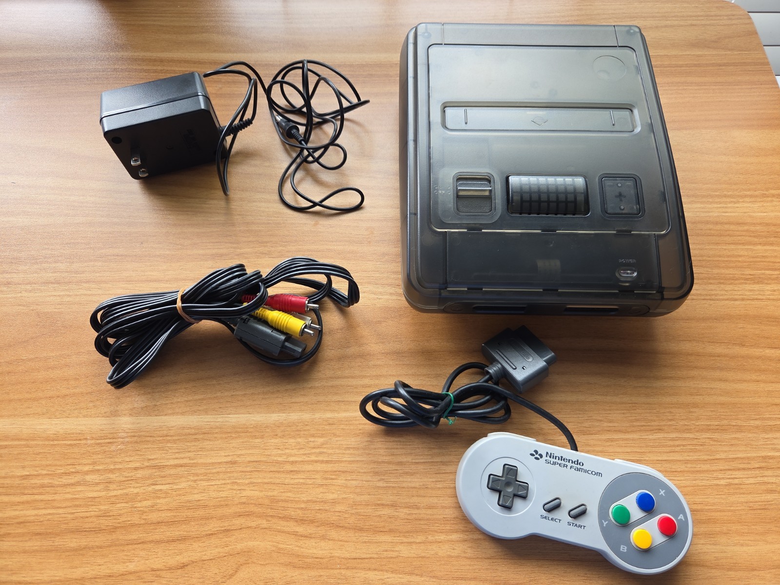 Super Nintendo Famicom SNES Console Bundle Controller + Transparent Gray Shell