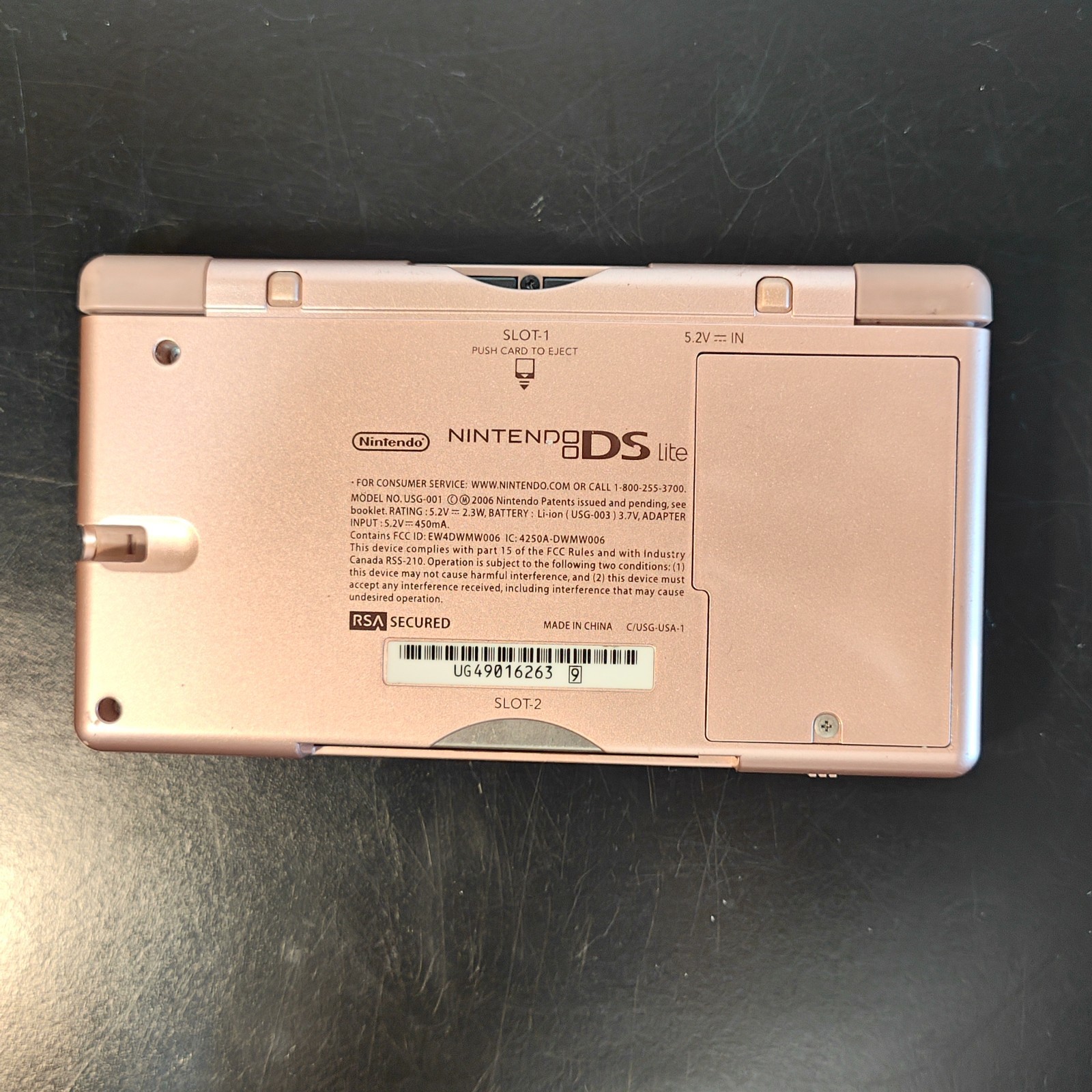 Nintendo DS Lite Game Console Metallic Rose DSLite Working W/ Spongebobe Game