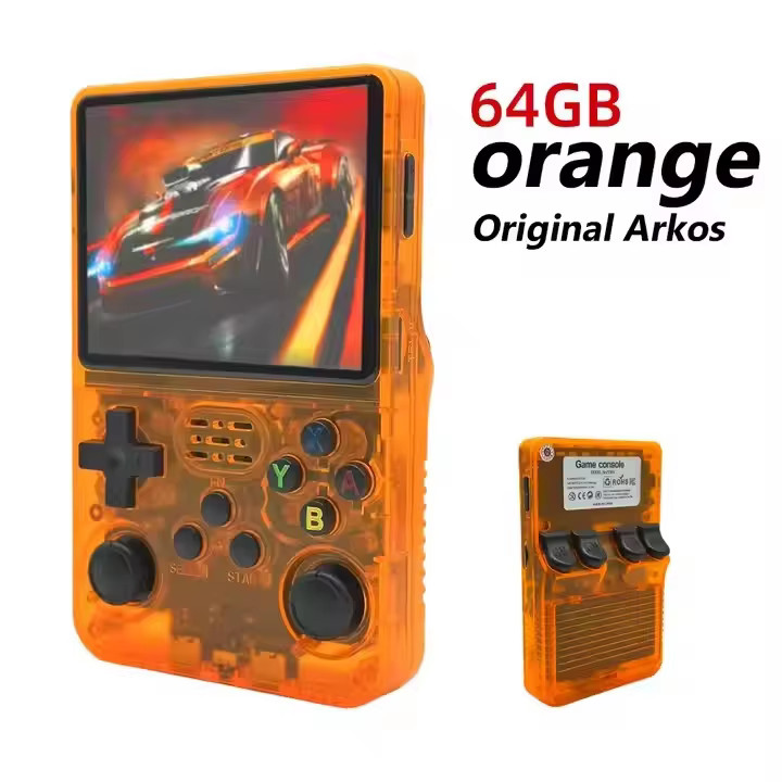 Orange R36S Retro Handheld Video Game Console Linux System 3.5 Inch IPS Screen