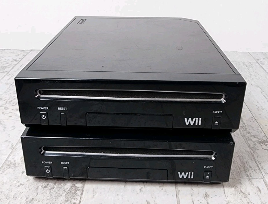 Lot 2 Nintendo Wii Replacement Consoles Black RVL-101 (USA) Tested Working