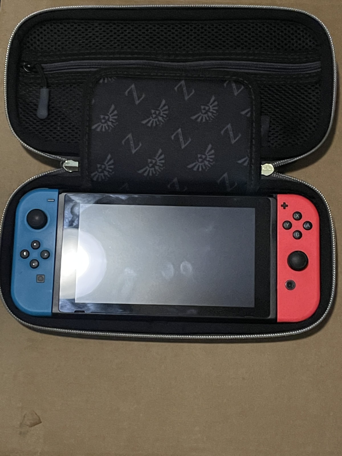 Nintendo Switch Console Neon Blue & Red Joy-Con + Legend of Zelda Carrying Case