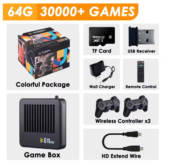 G11 Pro Game Box Vide Game Stick 4K HD TV Video Game Console Built in 40000