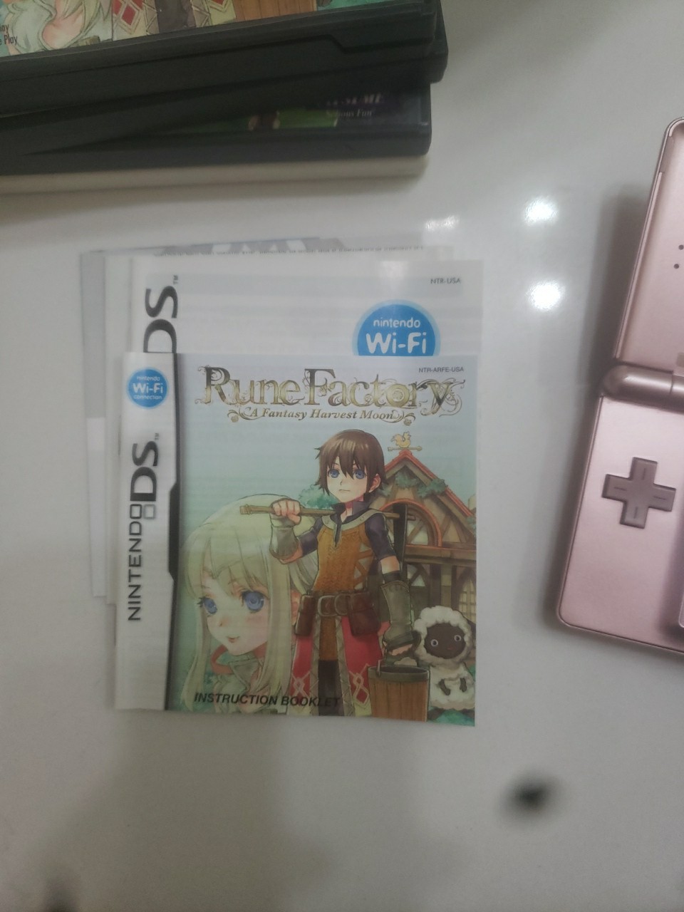 Nintendo Ds Lite Metallic Rose Gold & Rune Factory 1 2 3 4 Bundle Tested Working