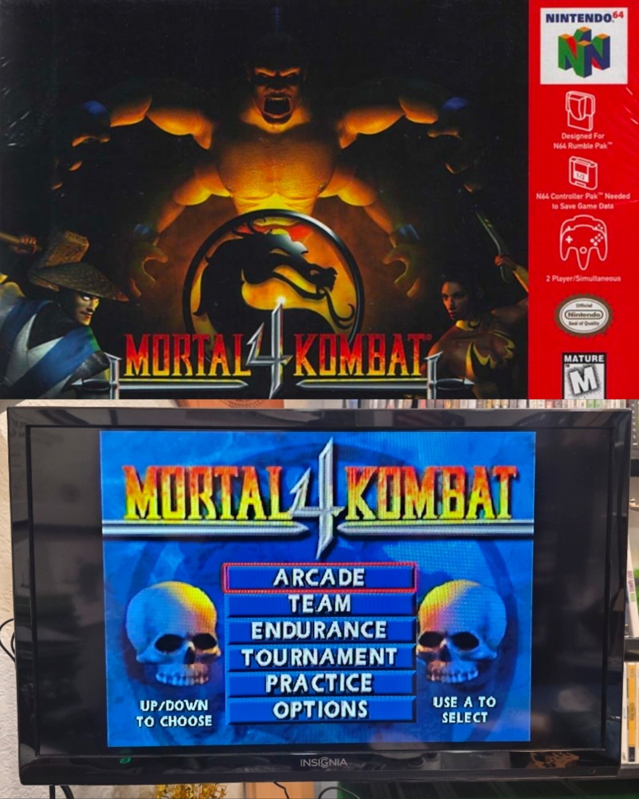 Nintendo 64 Console Bundle w/ Mortal Kombat 4, Rumble Pak & Memory Card