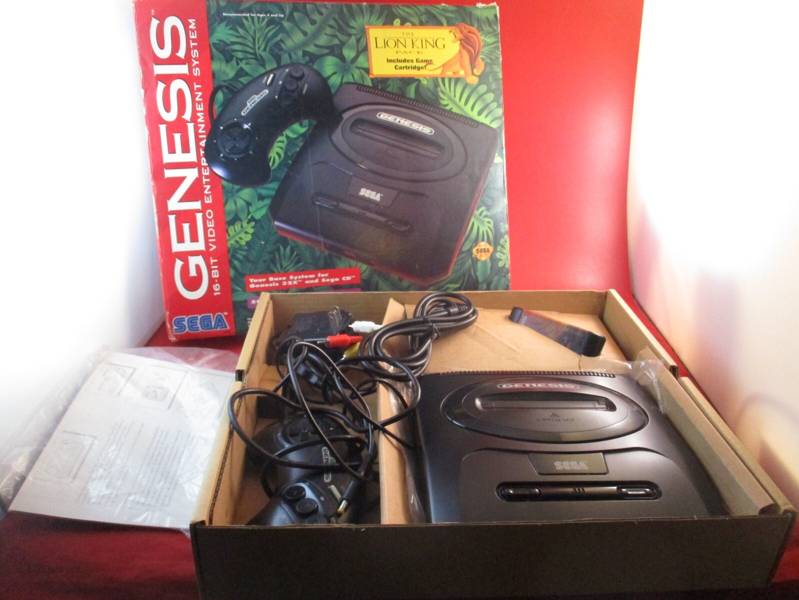 Sega Genesis Model 2 Console w/ Lion King Box, Controller, Cords, System Manual