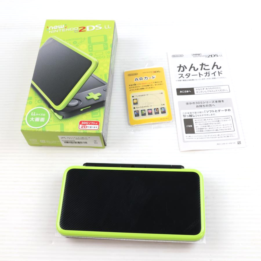 New Nintendo 2DS XL LL Black Lime Console Handheld Tested w/ Box No Charger