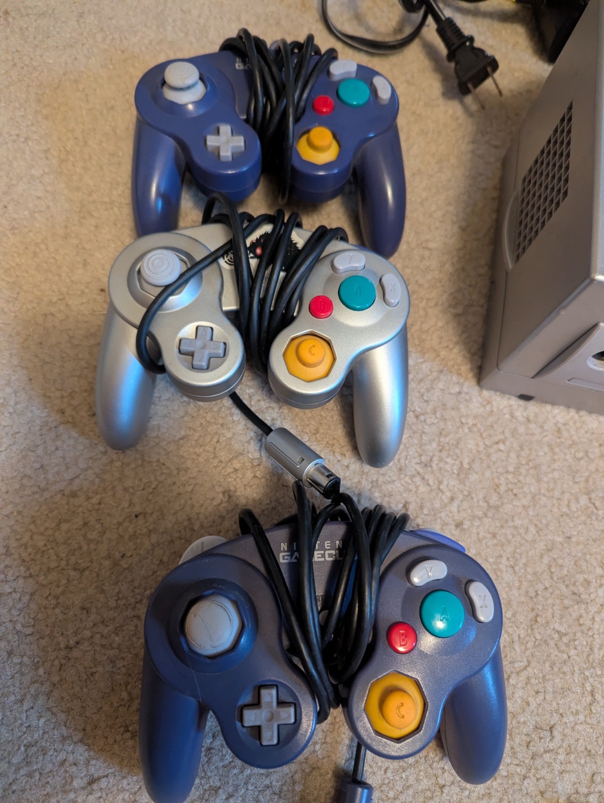 Nintendo GameCube Silver Bundle 5 Controllers Memory Cards Tested Working